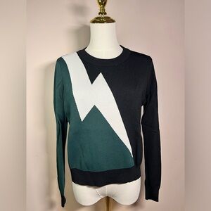 Topshop Lightning Bolt Green Black sweater size 2